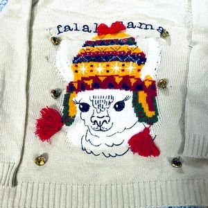 FalalaLlama Tacky Merry Christmas Sweater W/Tassels Jingling Bells Sz Small NWOT